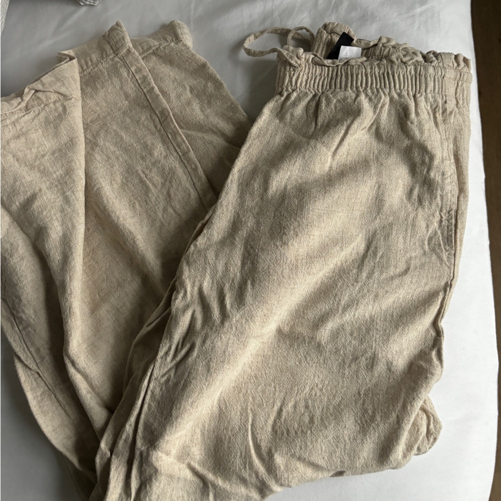 Divided Natural Linen Trousers